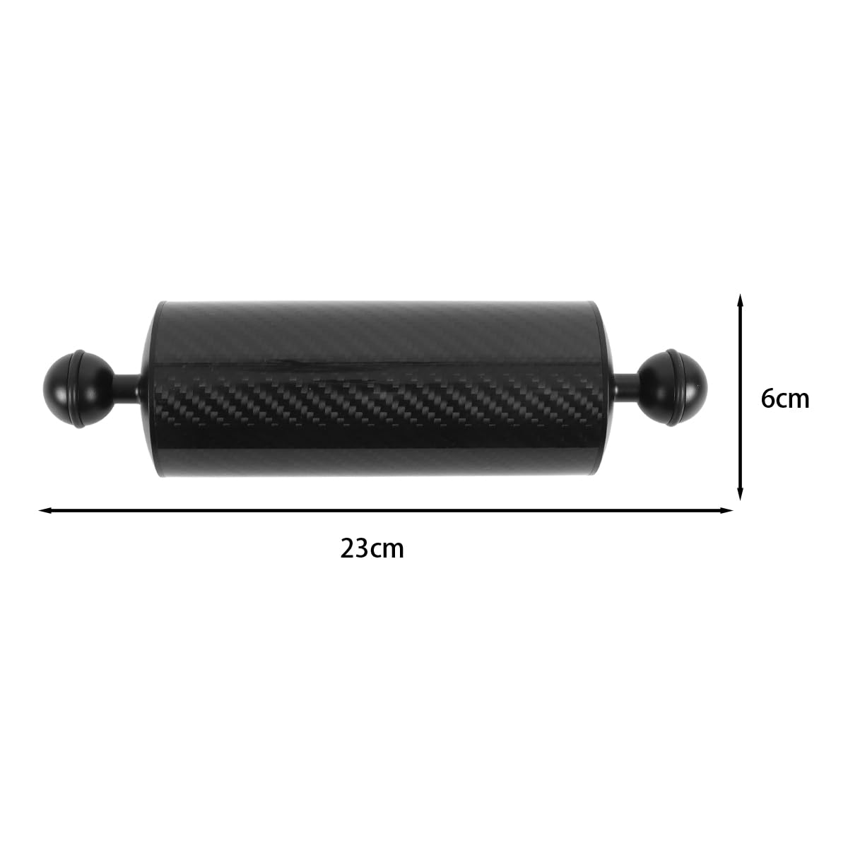Ludom Bras flottant en fibre de carbone pour système d'éclairage ultra-léger à flottabilité sous-marine de 1 pouce pour plateau de plongée (noir, diamètre 60 mm, 8")