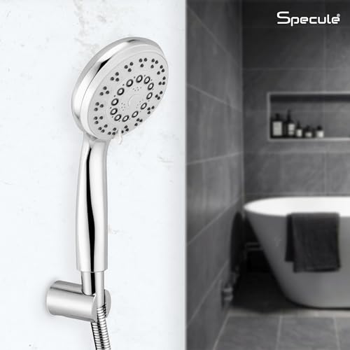 Image of ABS 5-Mode Multi-Function Hand Shower Only for Bathroom | Mist, Massage, Focus & Rain Spray Options | High-Pressure Handheld Shower | Polished Chrome Finish