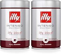 illy Intenso Espresso Dark Roast Ground Coffee, 250 g - Bold and Rich Italian Espresso Blend - 100% Arabica Beans - Perfectly Ground for Espresso Machines - Intense Flavor Profile (Pack of 2)