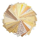 42 Sheets Textured Scrapbook Paper and Mesh Fabric Assorted Set, Junk Journal Supplies Assorted Set, Special Paper for Scrapbooking Materials Card Embellishments 3.9x5.5 Inch (Brown)