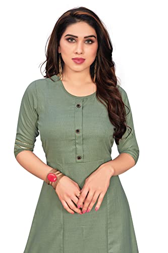 Image of Leriya Fashion Designer Slub Cotton Fully Stitched AnarklaiKurti for Women & Girls on Jeans Palazzo or Skirt