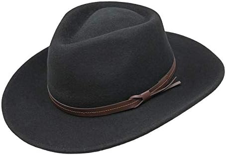 Hardy Fedora-hoed met brede rand en lederen band, 100% wolvilt Hardy Fedora-hoed met brede rand en lederen band, 100% wolvilt