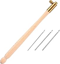 CENPEK Tambour Hook with 3 Needles (0.7mm-1.0mm-1.2mm), Wooden Crochet Hooks Set, Interchangeable Crochet Tools Set, Embroidery Tool for Embroidery Sequins and