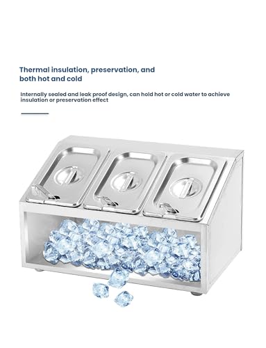 Contenitori per condimenti con padelle e coperchi, dispenser inclinato per un facile accesso a insalate, marmellate, frutta e ingredienti, organizzazione della cucina