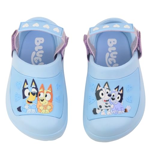 Bluey Sky Blue Clogs for Kids, Heart Strap Waterproof Toddler Shoes