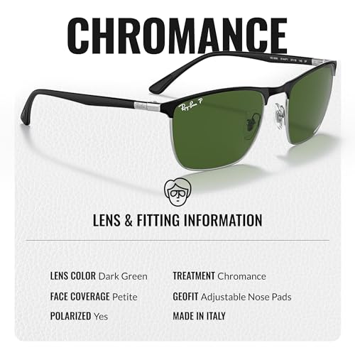 Image of Ray-Ban RB3686 CHROMANCE POLARIZED Square Shape Sunglasses for Men & Women with Official Eyewear Kit