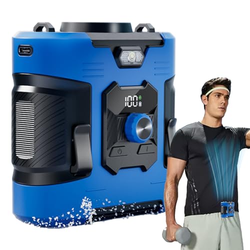 Ventilador de cintura ajustable de 100 velocidades, aire acondicionado personal, linterna de viaje, dispositivos de refrigeración para el trabajo, construcción, ejercicio, mochilero, escritorio, hogar