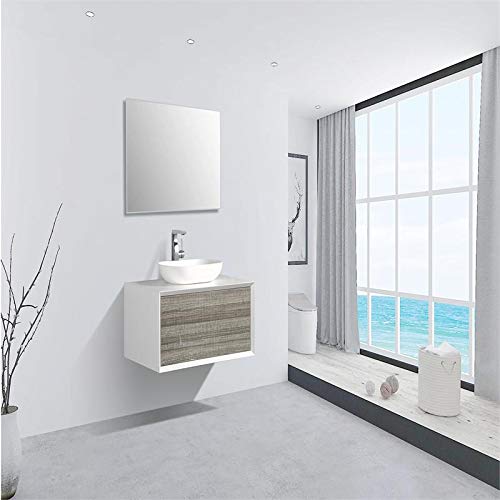 Eviva Floating Vanity For Bathroom Santa Monica 36 X 22 Inch Ash Wall Mount Bathroom Vanity With White Porcelain Vessel Sink Modern Transitional Bath Vanities 36 Inch Vanity With Sink And Countertop #TOP1