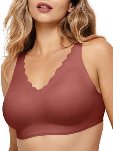 COMFELIE Wireless Bra Seamless Comfort Everyday Bra for Women, Breathable Seamless Bra with Scallop Edges