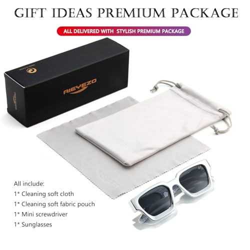 Image of AIEYEZO Square Sunglasses for Women Men Square Thick Frame Sun Glasses Simple Designer Style Shades