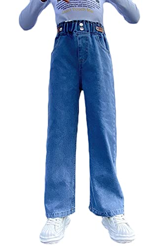 Betusline Girls' Straight Wide Leg Jeans, 3-13 Years