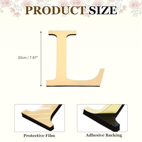 PATIKIL 7.87 Inch 3D Acrylic Alphabet Mirror Wall Stickers Letter l Self-Adhesive Home Decor Letter Sign Art Sticker Decal for DIY Home Decoration Light Gold by PATIKIL - Used condition - Image 2
