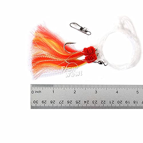 Fish Wow! 20 Packs Fishing Shrimp Fly Rig 5/0 Hook - Red Yellow White #TOP2