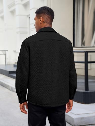 Yousify Mens Casual Shirt Jacket Long Sleeve Button Down Fall Shacket Lightweight Quilted Jackets with Pockets4