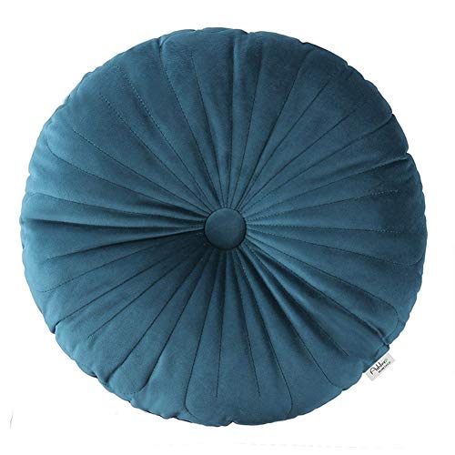 DSFHH Velvet Chair Pads Round Seat Cushion Thicken Soft Warm Washable at Home All Seasons Suitable for Kitchen Garden Dining Patio Office (Color : Dark blue, Size : 40CM*40CM)