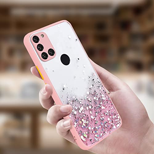 Image of VONZEE Case Compatible with Samsung Galaxy A21S, Non Moving Glitter Cover for Girls & Women Soft TPU Shockproof Anti Scratch Drop Protection Cover (Pink)