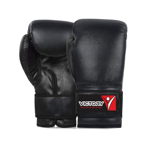 Image of VICTORY Boxing Gloves for Men & Women with Moulded Foam Padding Punching Bag Gloves for Boxing, Training, Kickboxing, Muay Thai, MMA, Durable Pu Material Twin Punching Gloves (Full Black, 10-12 Oz)