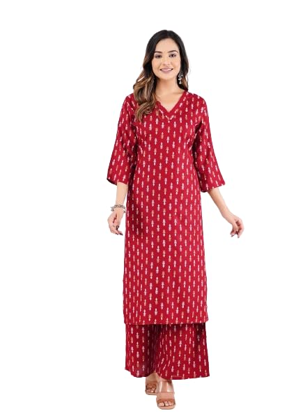 Dhibha Trendy Women Printed Monochrome Coord Set/Kurti Set with Long Kurta and Pant-picture-18