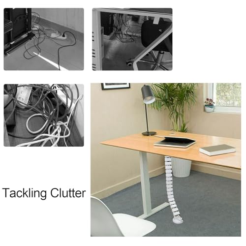 Bandeja organizadora de cables bajo escritorio 31.4 in para hogar u oficina, protege cables y previene tropiezos (Plateado) miniatura 3