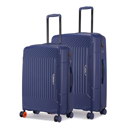 Image of Nasher Miles Coorg Hard-Sided Polypropylene Luggage Set of 2 | 65cm & 75cm | 8 Wheels Medium & Large Trolley Bag for Travel | Suitcase (Navy Blue)