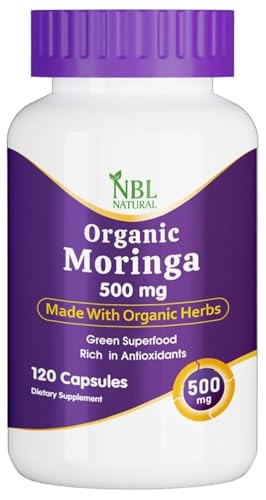 NBL Natural Organic Moringa 500mg Energy Metabolism & Immune Support 120 Capsules