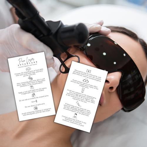 Cartão Pico Laser Aftercare para instruções de remoção de tatuagem a laser | Pacote com 50 canetas f