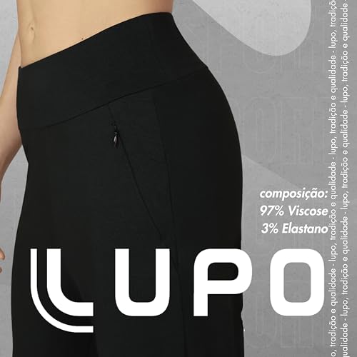 Lupo Calça Moletom Bolsos Laterais Leve Jogger Punho e Cós Elástico Feminino Adulto, Preto, M