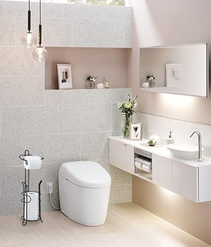 Sunnypoint Bathroom Toilet Tissue Paper Roll Storage Holder Stand With Reserve, The Reserve Area Has Enough Space To Store Mega Rolls (Black) #TOP3