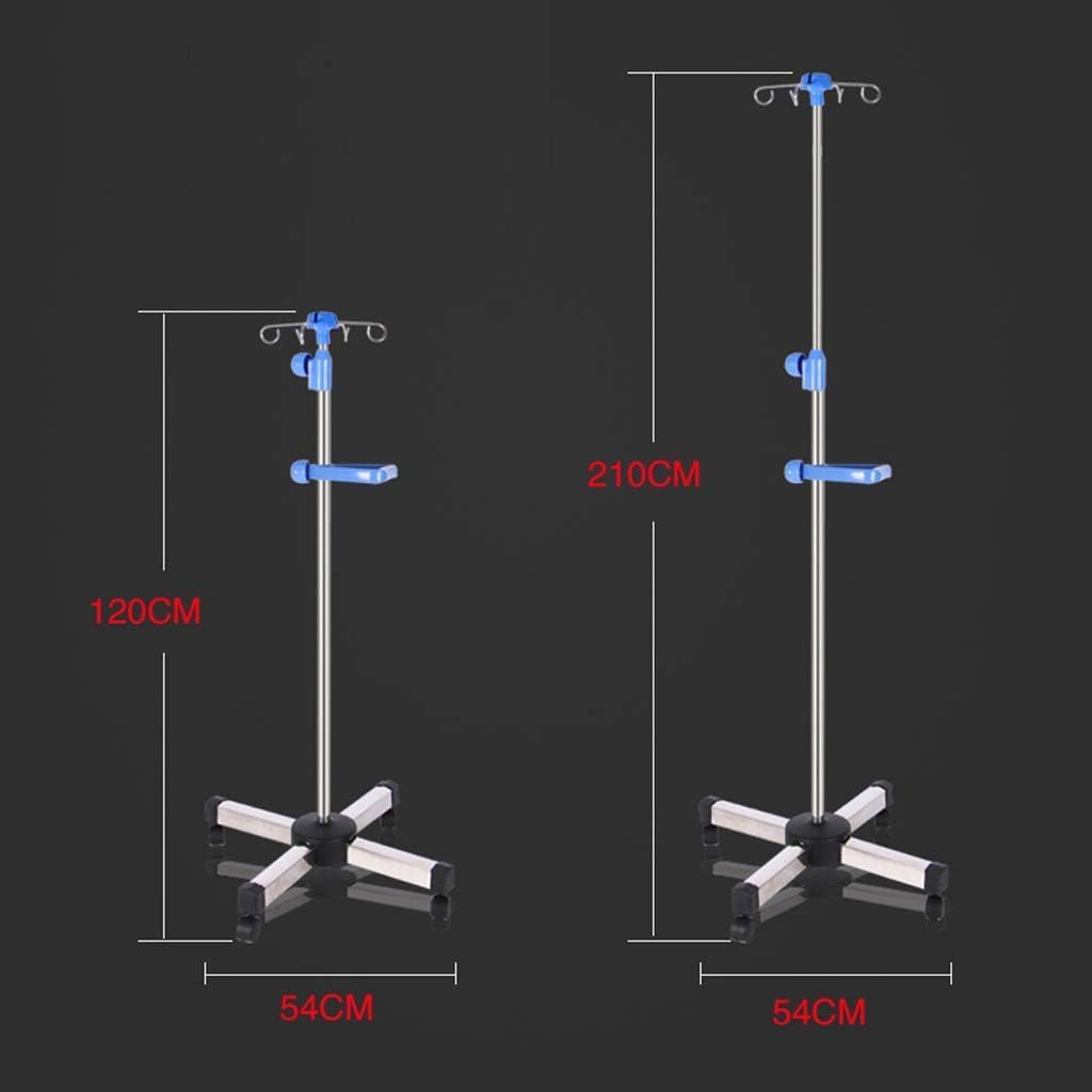 IV Stand IV Pole Portable IV Stand Stainless Steel Drip Stand Height Adjustable Stainless Steel Drip Stand Rolling Intravenous Stand (Color : Square Medicine Tray) (Round Medicine Tray)