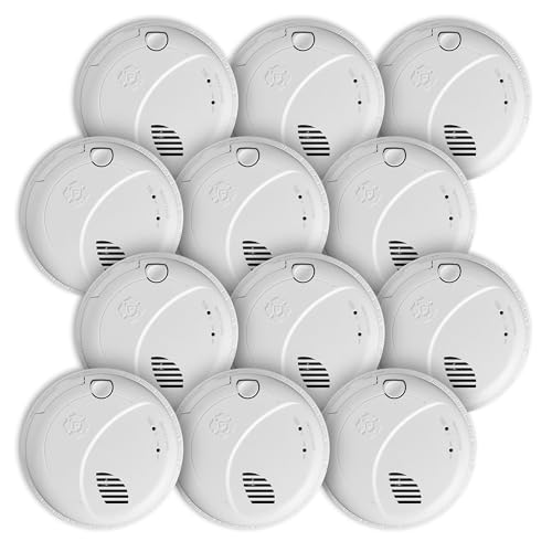 Image of First Alert SMCO100V-AC, Interconnect Hardwire Combination Smoke & Carbon Monoxide Alarm with Battery Backup and Voice & Location Alerts, 12-Pack