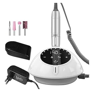 Nail Drill, 40000RPM Nail Drill Machine with HD Display, Manicure Machine New Upgrade Electric Nail File with Cutter, Nail Art Salon Tools Professional Nail Tools (Yk207 Whitea W)