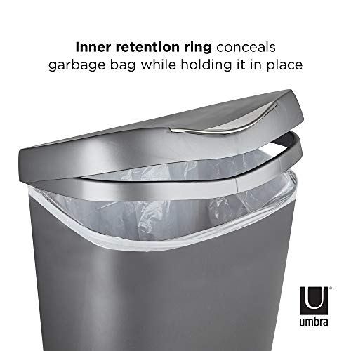 Umbra Brim 13 Gallon Trash Can With Lid - Large Kitchen Garbage Can With Stainless Steel Foot Pedal, Stylish And Durable, Silver/Nickel #TOP3