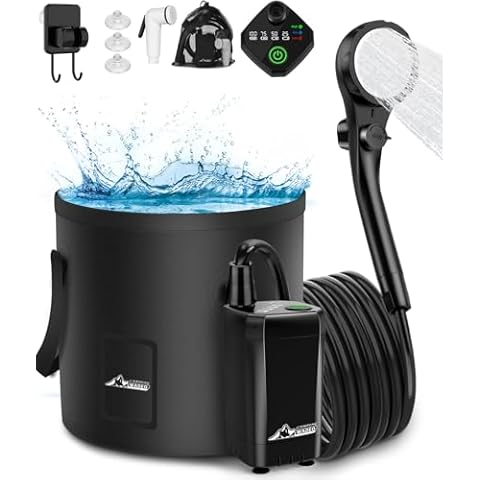 WADEO Portable Camping Shower with 20L Bucket Cover