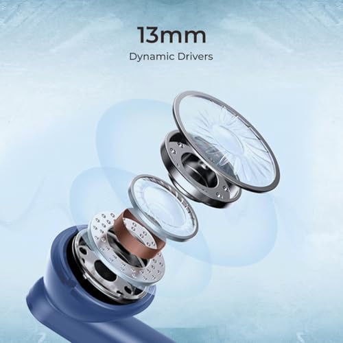 Image of pTron Basspods P81 in-Ear Wireless Earbuds, Pristine Sound, 32Hrs Playtime, Clear Calls TWS Earbuds, Bluetooth V5.1 Headphone, Type-C Fast Charging, Voice Assist & IPX4 Water Resistant (Blue)