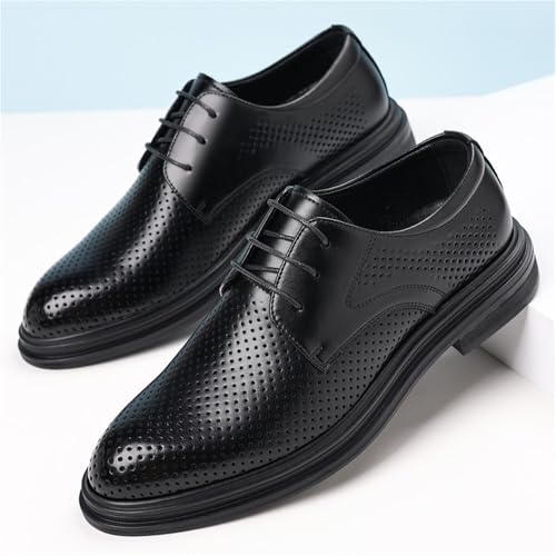 Men's Breathable Hollow-Out Leather Oxfords Business Casual Dress Shoes Soft Comfortable Perforated Formal Office Shoes3