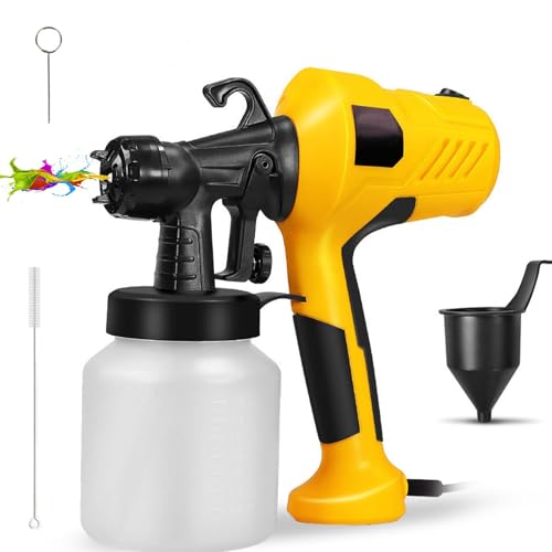 Pistola de Pintura, HVLP Pistola de Pintura Electrica de Flujo Ajustable de 800 ml, Pistola Pulverizadora Pintura y 3 Patrones para Cobertizos de Muebles, Gabinetes, Cercas, Paredes, Puertas