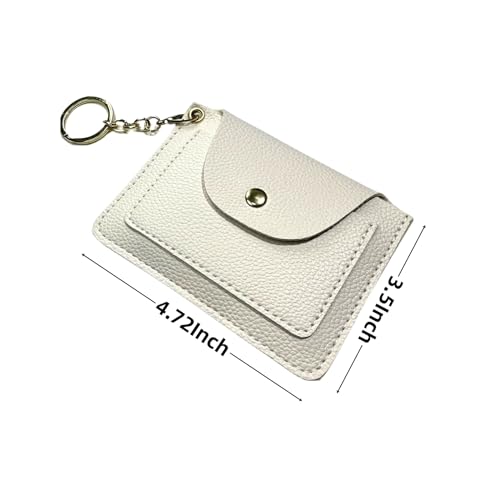 Image of Unisex Fashion Leather Coin Purse Credit Card Holder with Keychain PHILITA-11, White, Casual Card Holder