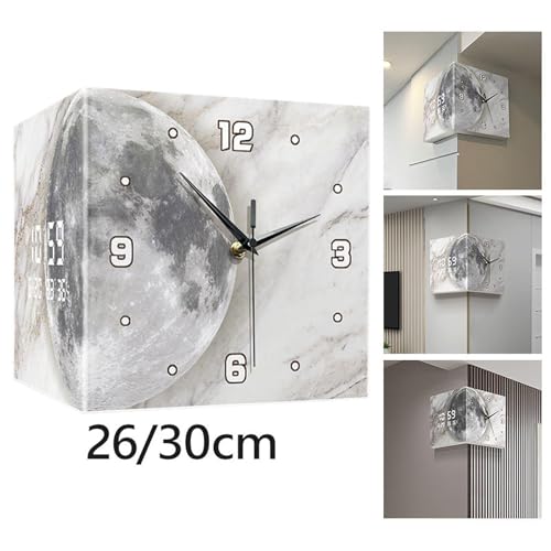 Image of Bnf Lunar Pattern Wall Mounted Corner Clock Wall Decoration for Kitchen Creative 26x26x26cm|Home & Garden | Home Dcor| Clocks | Wall Clocks