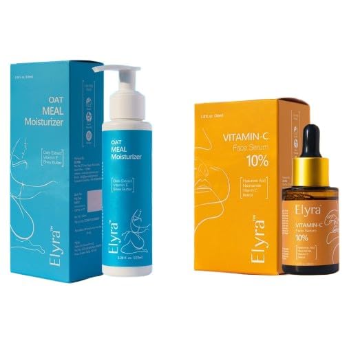 Elyra Oat Meal Moisturizer 100ml & Vitamin C Face Serum 10% 30ml Combo | Oats Extract, Shea Butter, Vitamin E, Hyaluronic Acid, Niacinamide & Retinol | Skin Hydration & Glow Care-image-43