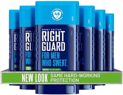 Right Guard Sport Fresh Scent Antiperspirant & Deodorant Invisible Solid - 4-in-1 Deodorant For Men, Blocks Sweat, 48-Hour Odor Protection, Quick-Drying, & Long-Lasting, 2.6 oz (6 Pack)