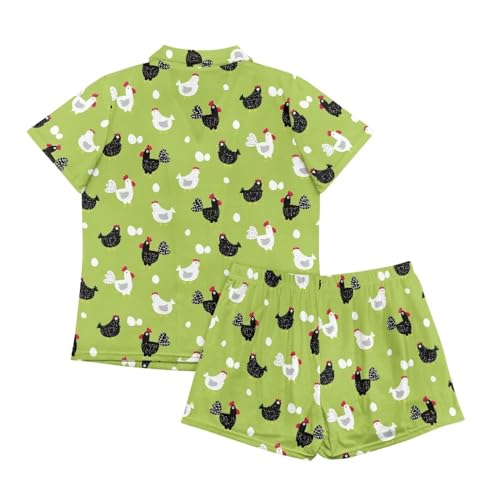 Image of Women's Short Sleeve Sleepwear Pajamas Nightwear with Pockets | skin-friendly breathable material resists pilling fading and deformation after repeated washing