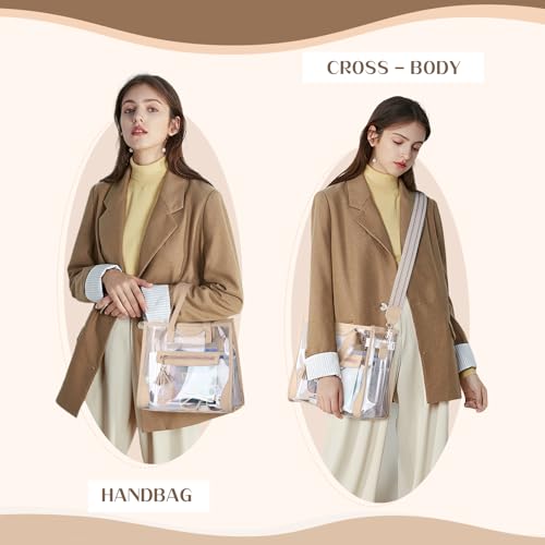 Large Clear Tote Bag, Clear Purse Handbag Crossbody Bag for Women Stadium Events Approved (with Inner Pouch)3