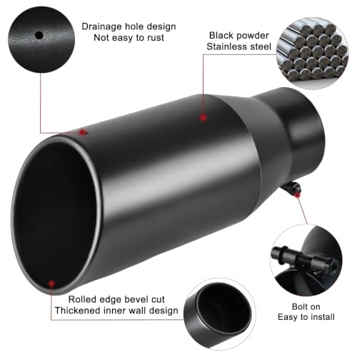 Image of 3.5 in Exhaust Tip, 3.5 inch Inlet 5 inch Outlet 12 inch Length, Bolt On