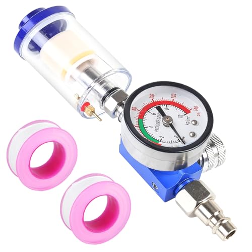 GBKDQQ Regulador de presión de aire para pistola de pintura, reductor de presión de aire, manómetro + separador de filtro de caída de aceite y agua, regulador de presión de aire estándar de rosca de 1