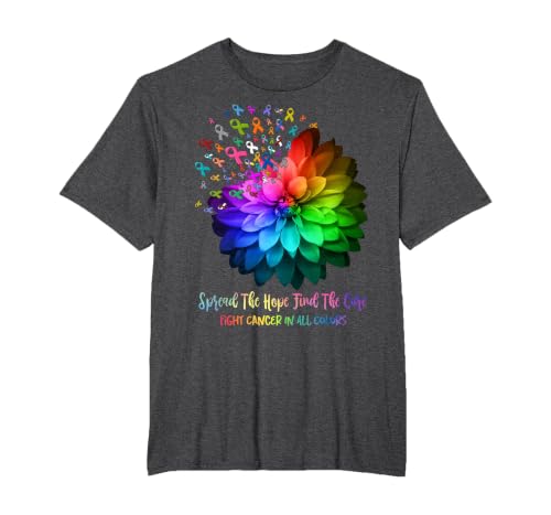 Fight Cancer in Spread The Hope Find a Cure T-Shirt, Men's Big and Tall, Dark Heather Grey, 2X Tall