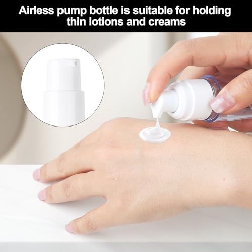 MirraSwit 6 Stück Airless Pumpspender, 100ml/50ml/10ml Creme Spender Pumpflasche Leer, Nachfüllbar Vakuum Kosmetikbehälter, mit Spatel, Trichter, Aufkleber für Reise Lotionen Shampoo Kosmetik