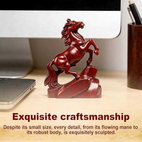 Estatua de caballo Feng Shui chino roja para escritorio miniatura 5