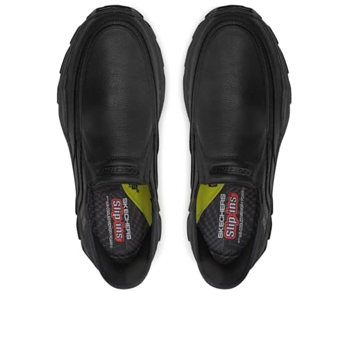 Image of Skechers Men's USA Respected - Elgin Moc Toe Leather Slip-Ins, Bbk ( Black /Black ), 7