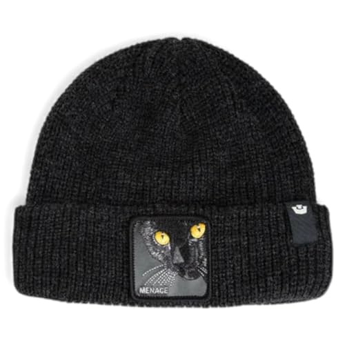 Bonnet The Menace noir en maille côtelée pour homme et femme