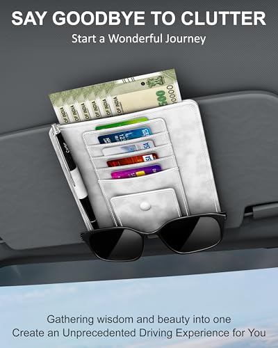 Image of FEDUS Premium Car Organiser and Storage Car Document Holder, Sunglasses Holder for Car, Car Sun Visor Organizer Car all New Accessories Multipocket Pouch Auto Interior Accessories for Truck, SUV, Van
